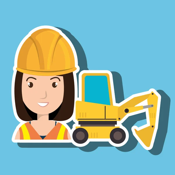 Trabajo de herramientas de construcción mujer — Vector de stock