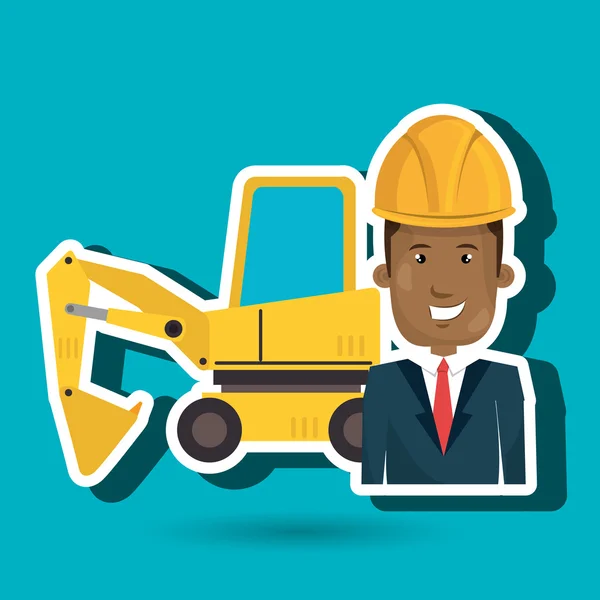 Hombre trabajo de herramientas de construcción — Vector de stock