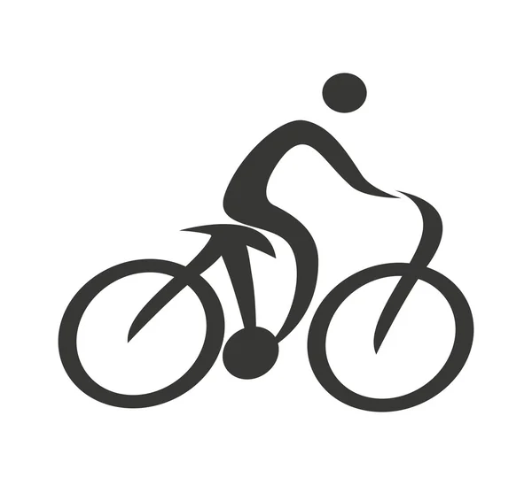 Menselijke figuur silhouet fiets pictogram — Stockvector