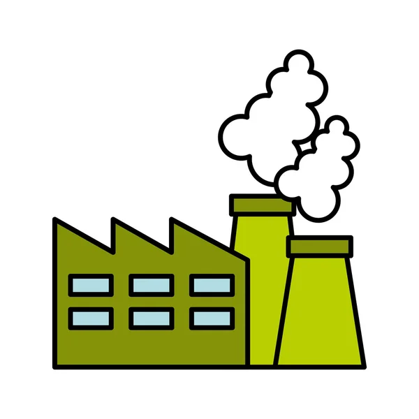 Werk Fabrik Gebäude grüne Ikone — Stockvektor