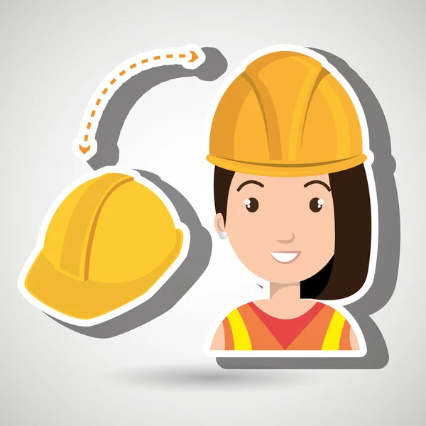 Trabajo de herramientas de construcción mujer — Vector de stock