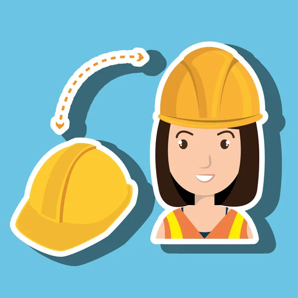 Trabajo de herramientas de construcción mujer — Vector de stock