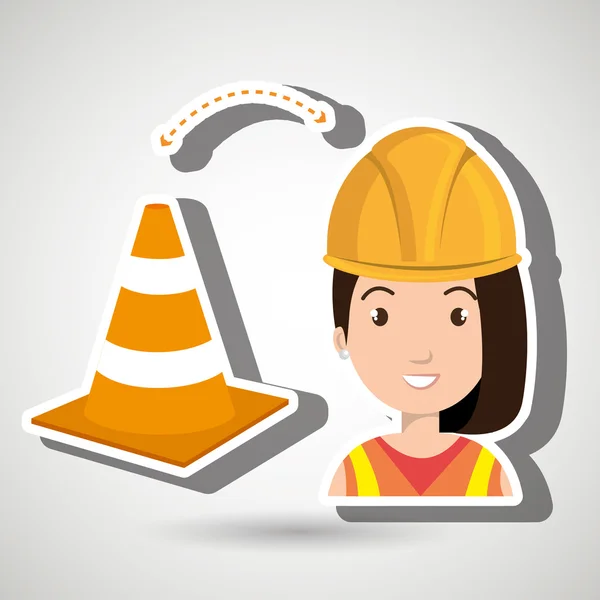 Trabajo de herramientas de construcción mujer — Vector de stock