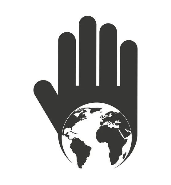 Hand Mensch Stop Planet Erde Silhouette — Stockvektor