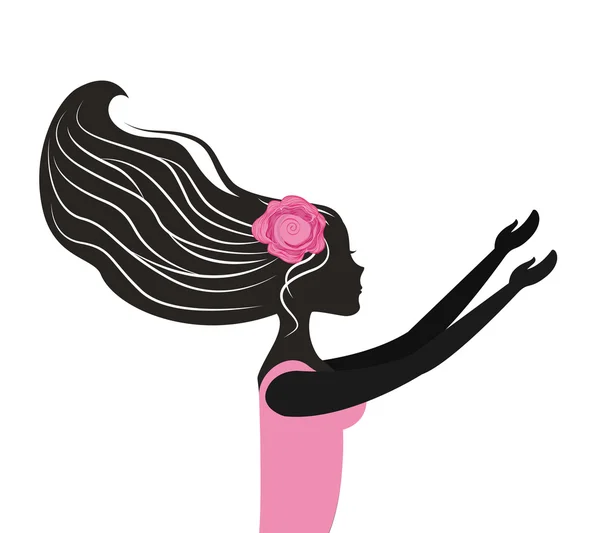 Femme danse silhouette icône — Image vectorielle