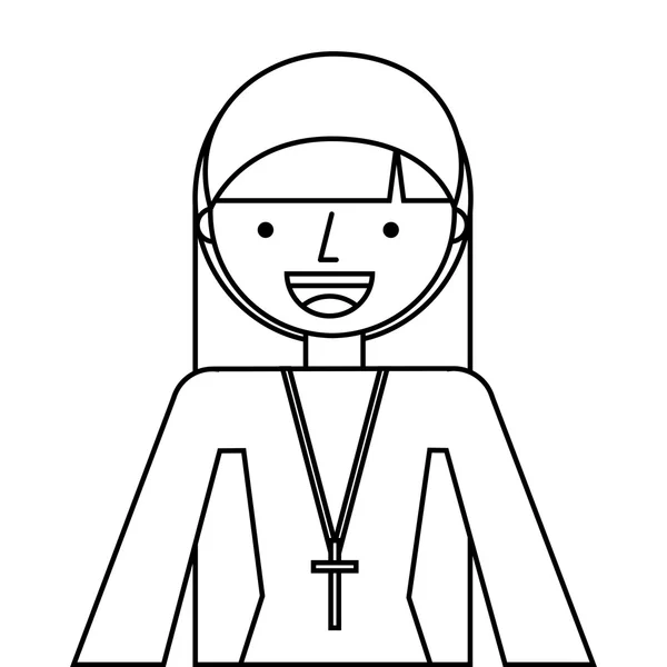 Nun vrouw religie pictogram — Stockvector