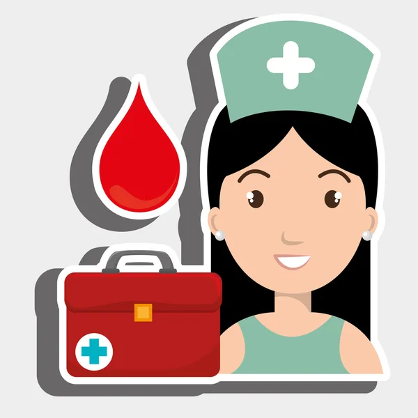 Sjuksköterska medicinska resväska kvinna — Stock vektor