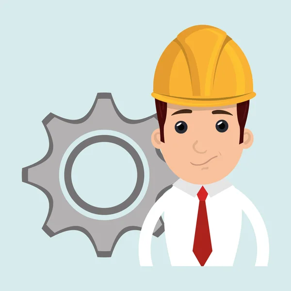 Man construction tool gears — Stock Vector