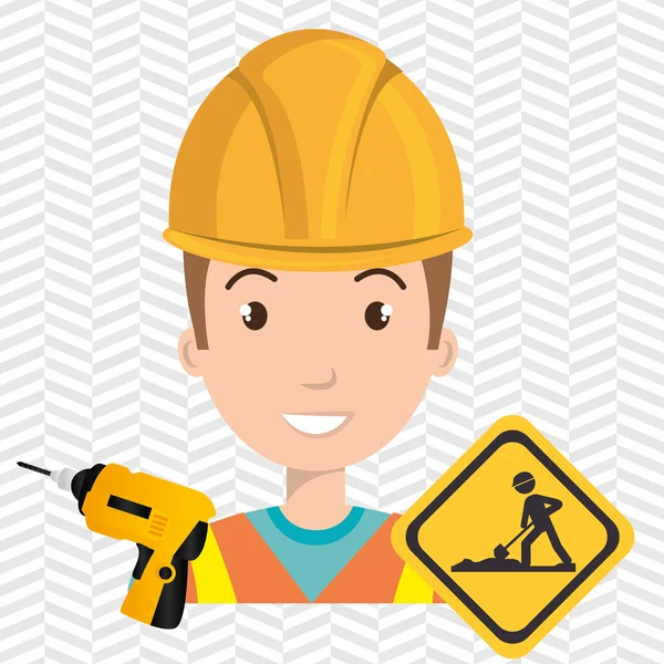 Man construction drill helmet — Stock Vector
