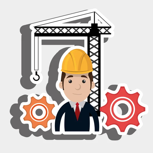 Man versnellingen kraan helm — Stockvector