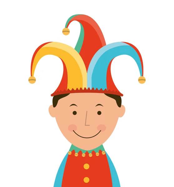 Funny fool jester character icon — Stock Vector