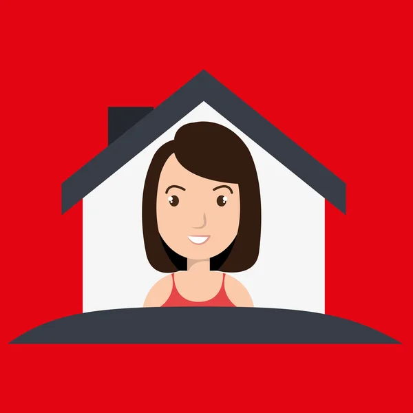 Pojištění domu žena červená — Stockový vektor