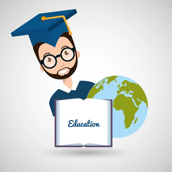 Öğrenci Mezuniyet Diploması dünya — Stok Vektör