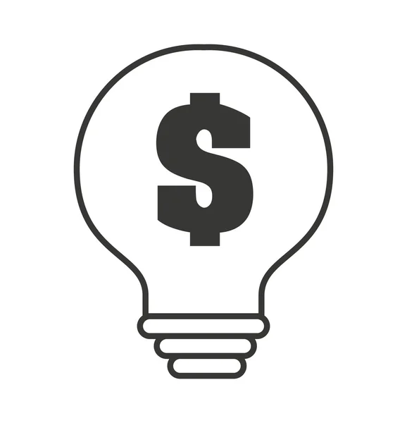 Lamp licht geld symboolpictogram — Stockvector