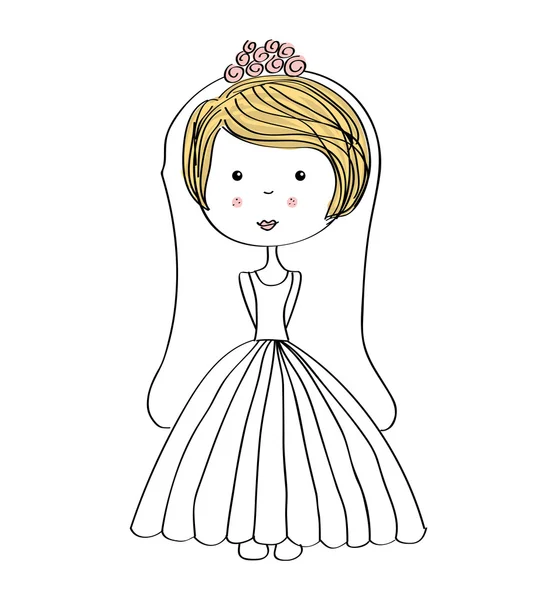 Acaba de casarse chica dibujado icono — Archivo Imágenes Vectoriales