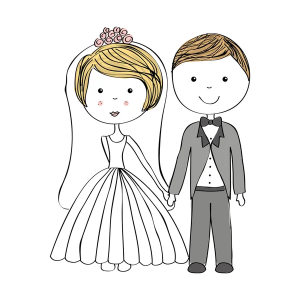 ちょうど結婚されていたカップル描画したアイコン — ストックベクタ