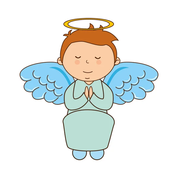 Ángel chico carácter icono — Vector de stock