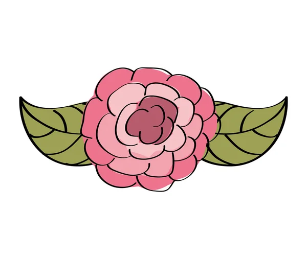 Flor rosa dibujado icono de decoración — Vector de stock