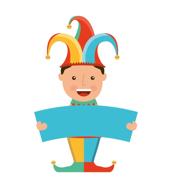 Funny fool jester character icon — Stock Vector