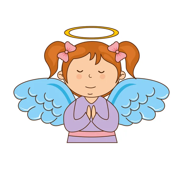 Anděl dívka charakter ikona — Stockový vektor