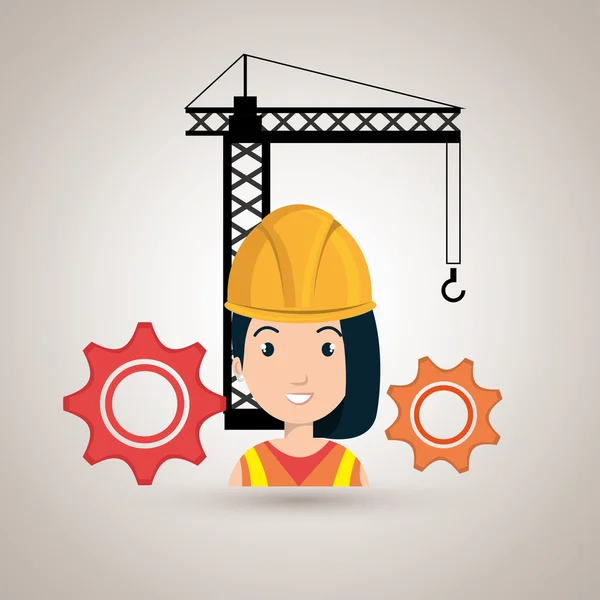 Woman crane gears helmet — Stock Vector