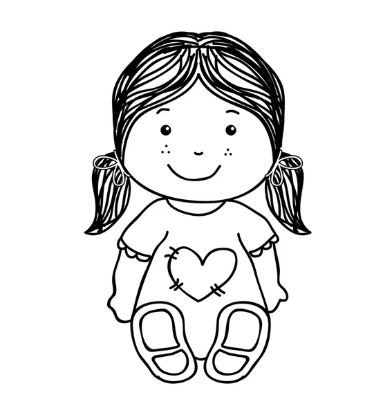 Niña lindo icono — Vector de stock