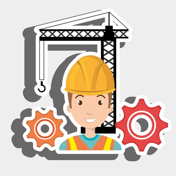 Man gears crane helmet — Stock Vector