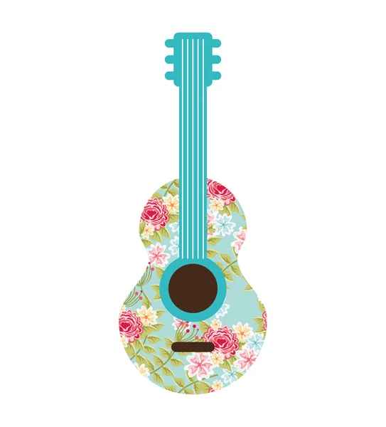 Strumento di chitarra icona floreale — Vettoriale Stock