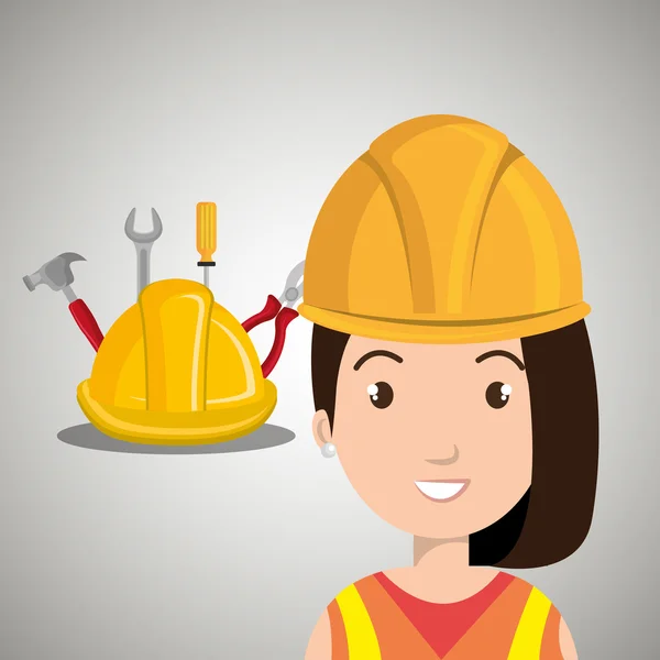 Vrouw bouw hulpprogramma versnellingen — Stockvector
