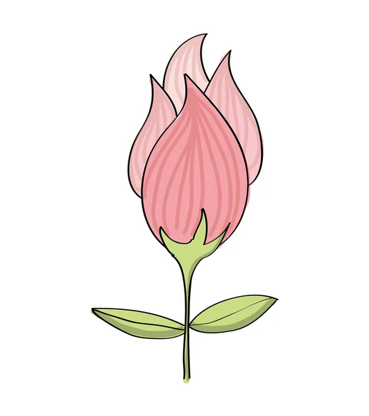 Rosa blomma ritade dekoration ikonen — Stock vektor