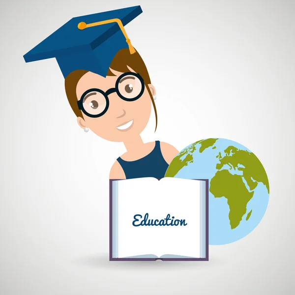 Estudante diploma de graduação mundo — Vetor de Stock