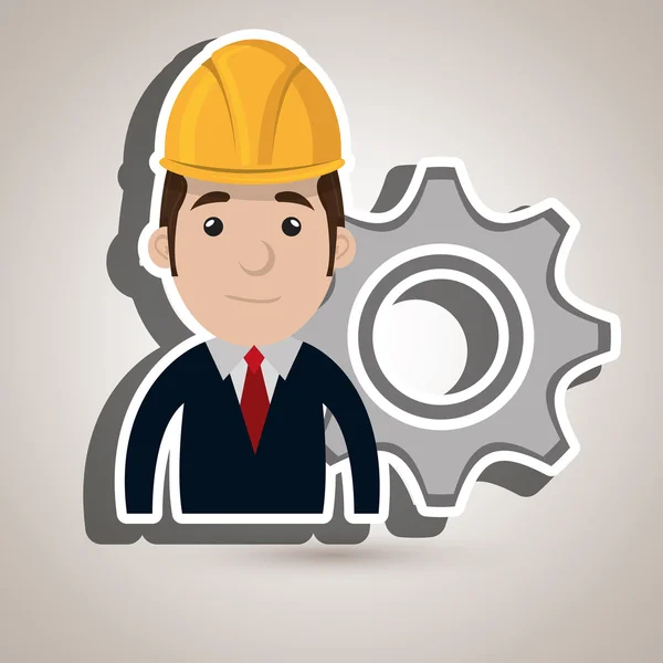 Man construction tool gears — Stock Vector