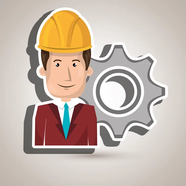 Man construction tool gears — Stock Vector