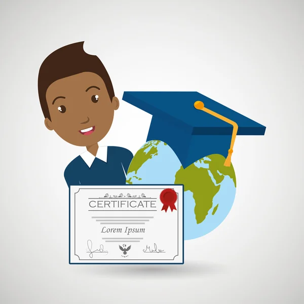 Diák érettségi diploma világ — Stock Vector