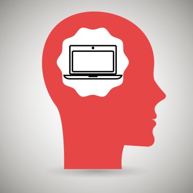 siluet baş dizüstü bilgisayar monitörü