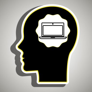 siluet baş dizüstü bilgisayar monitörü