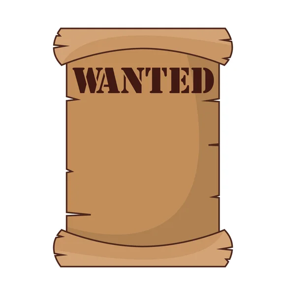 Wanted label paper old wild west icon — Stock Vector