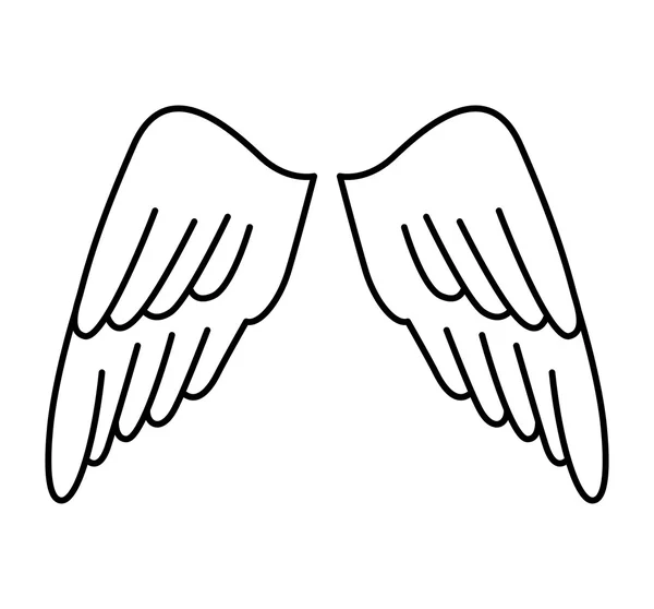 날개 천사 그려진된 아이콘 — 스톡 벡터