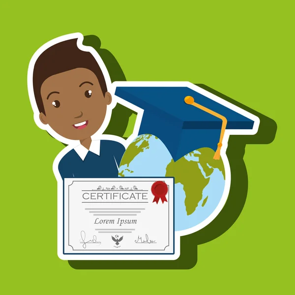 Student graduation diploma world — Stock Vector