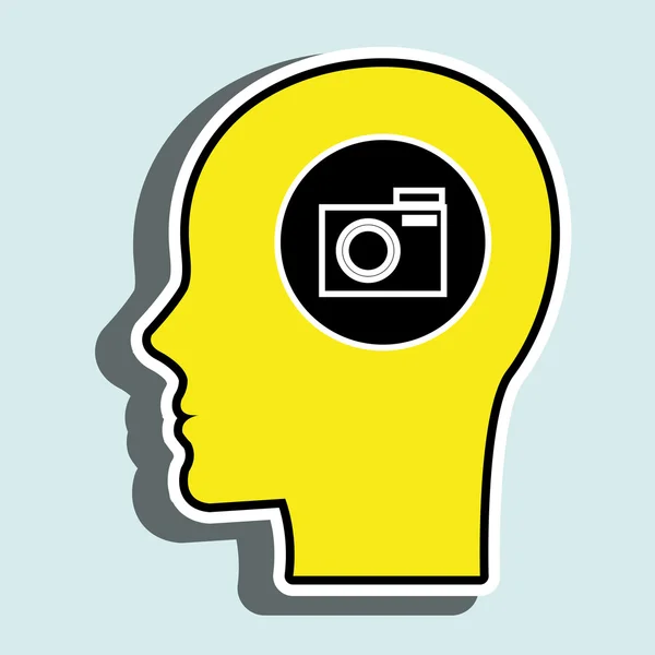 Silueta cabeza cámara fotográfica — Archivo Imágenes Vectoriales