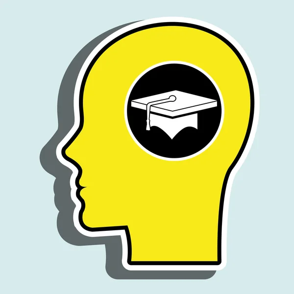 Chapeau de graduation de tête de silhouette — Image vectorielle