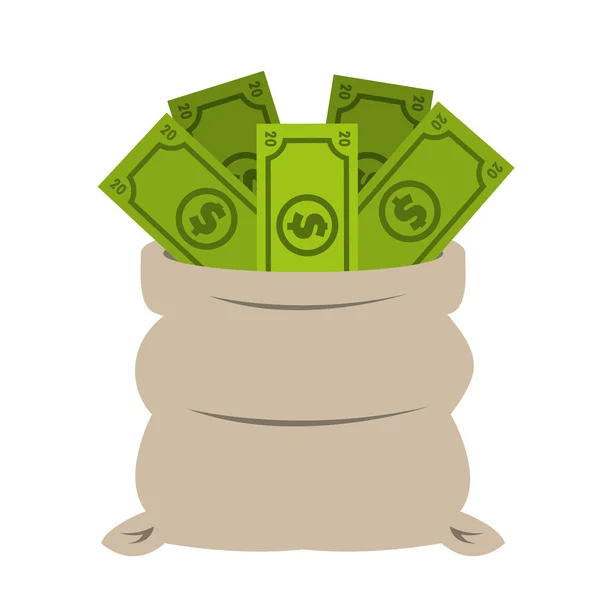 Dinero bolsa economía icono — Vector de stock