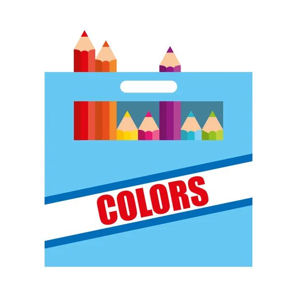 Colores caja escuela suministro icono vector ilustración diseño — Vector de stock