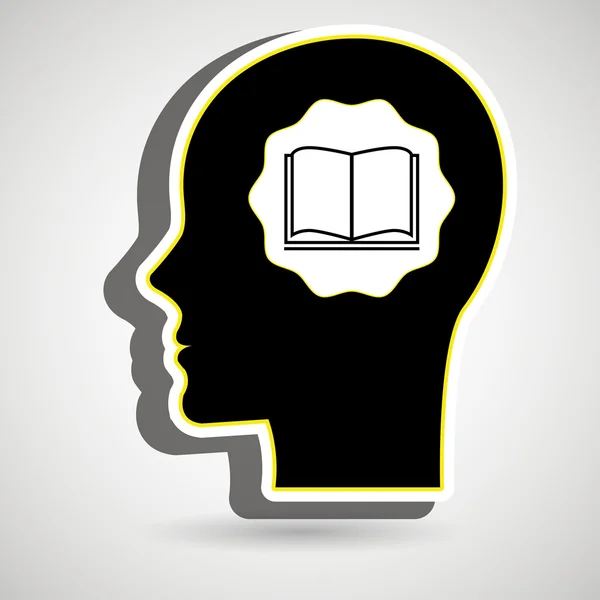 Σιλουέτα κεφάλι βιβλίο ανοιχτό — Διανυσματικό Αρχείο