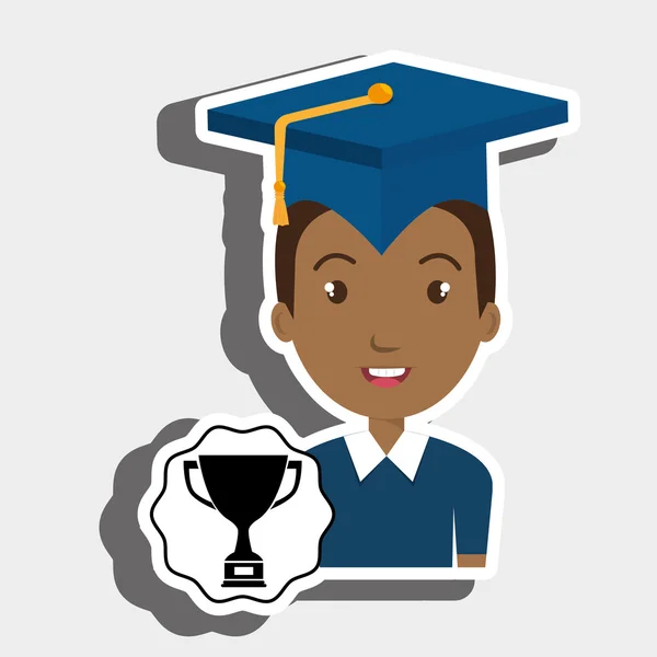 Trophée étudiant de casquette de graduation — Image vectorielle