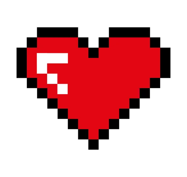Heart pixel love icon — Stock Vector