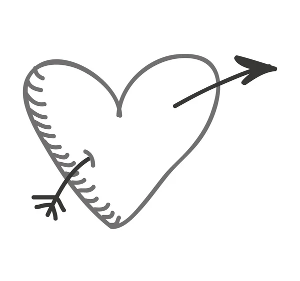 Corazón monocromo amor icono — Vector de stock