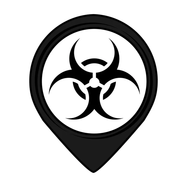 Biohazard pin ukazatel upozornění ikona — Stockový vektor