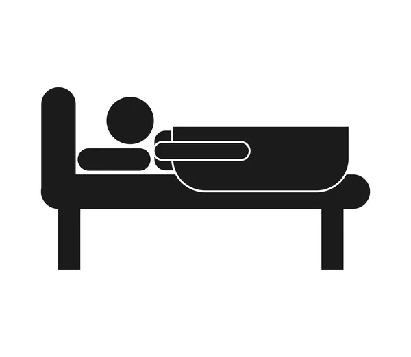 Ícone de silhueta quarto de cama — Vetor de Stock