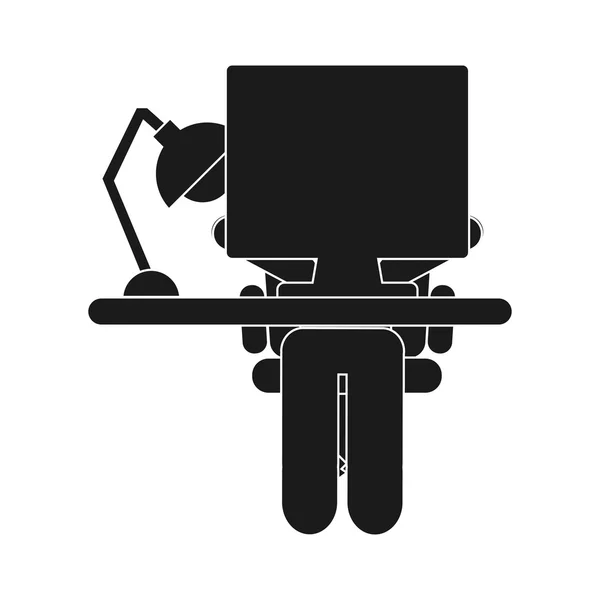 Computer Desktop Silhouette Arbeitsplatz Symbol — Stockvektor